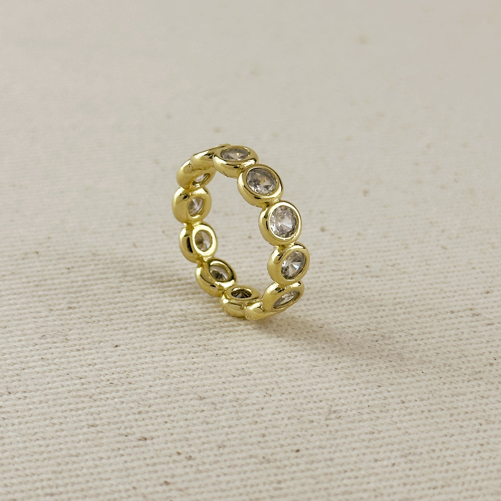 18k Gold Filled Bezel CZ Eternity Band Ring