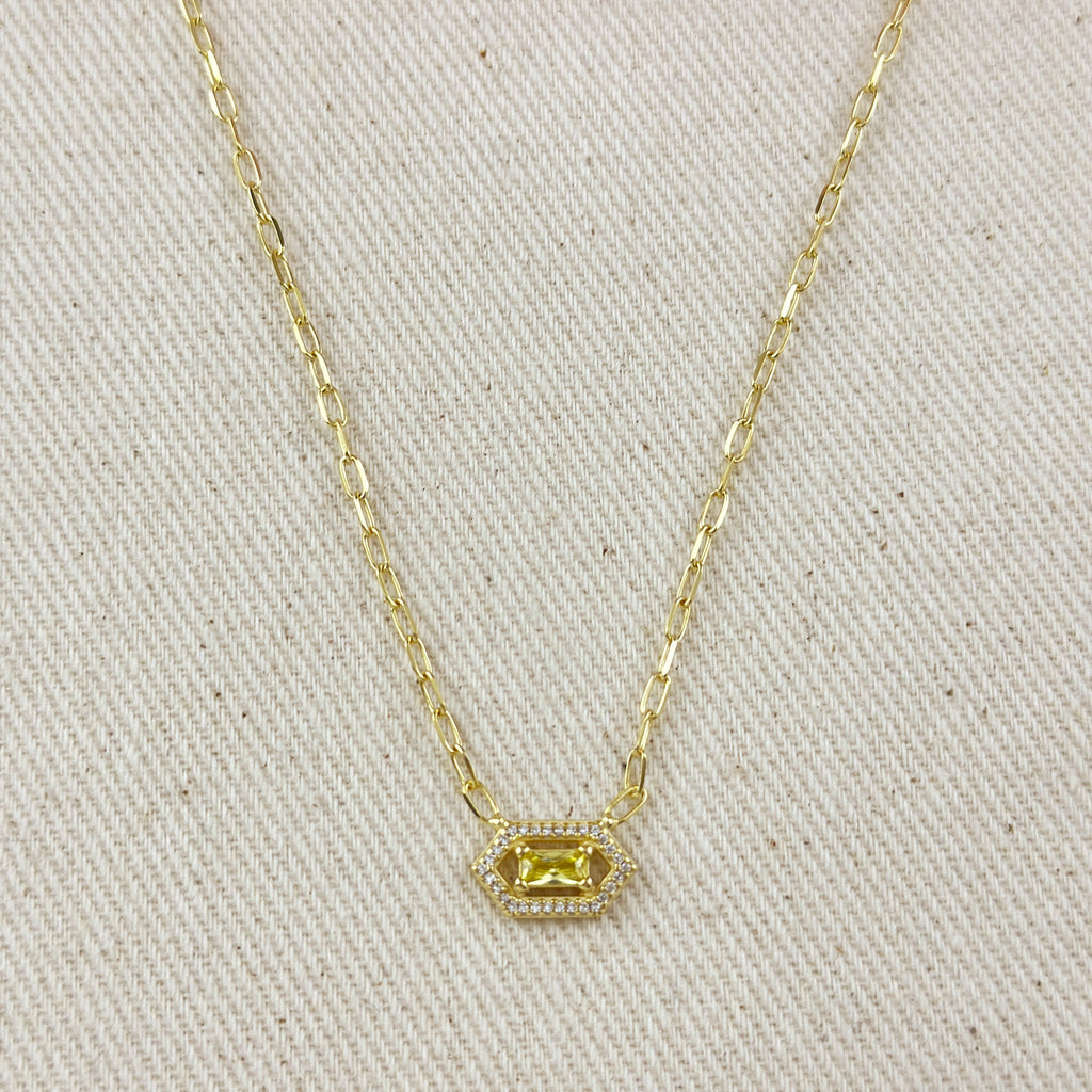 18k Gold Vermeil Fancy Birthstone Baguette Necklace