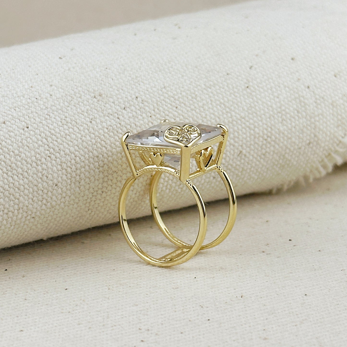 18k Gold Filled Oversized Princess Cut Ring