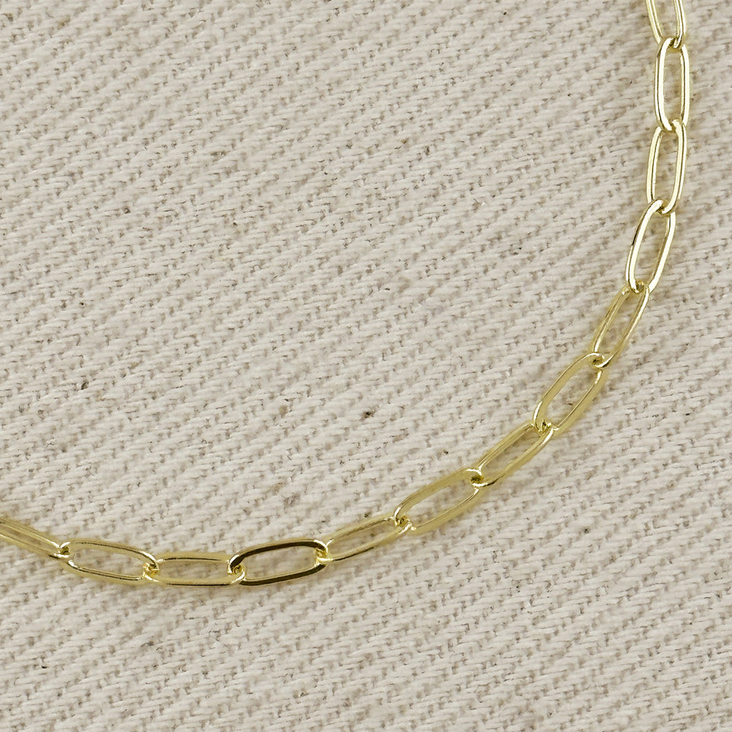 18k Gold Filled Simple Paperclip Link Chain Bracelet
