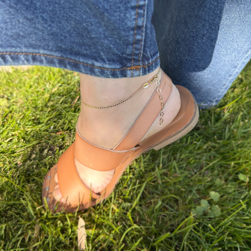 18k Gold Filled 1.5mm Mini Flat Dots Chain Anklet