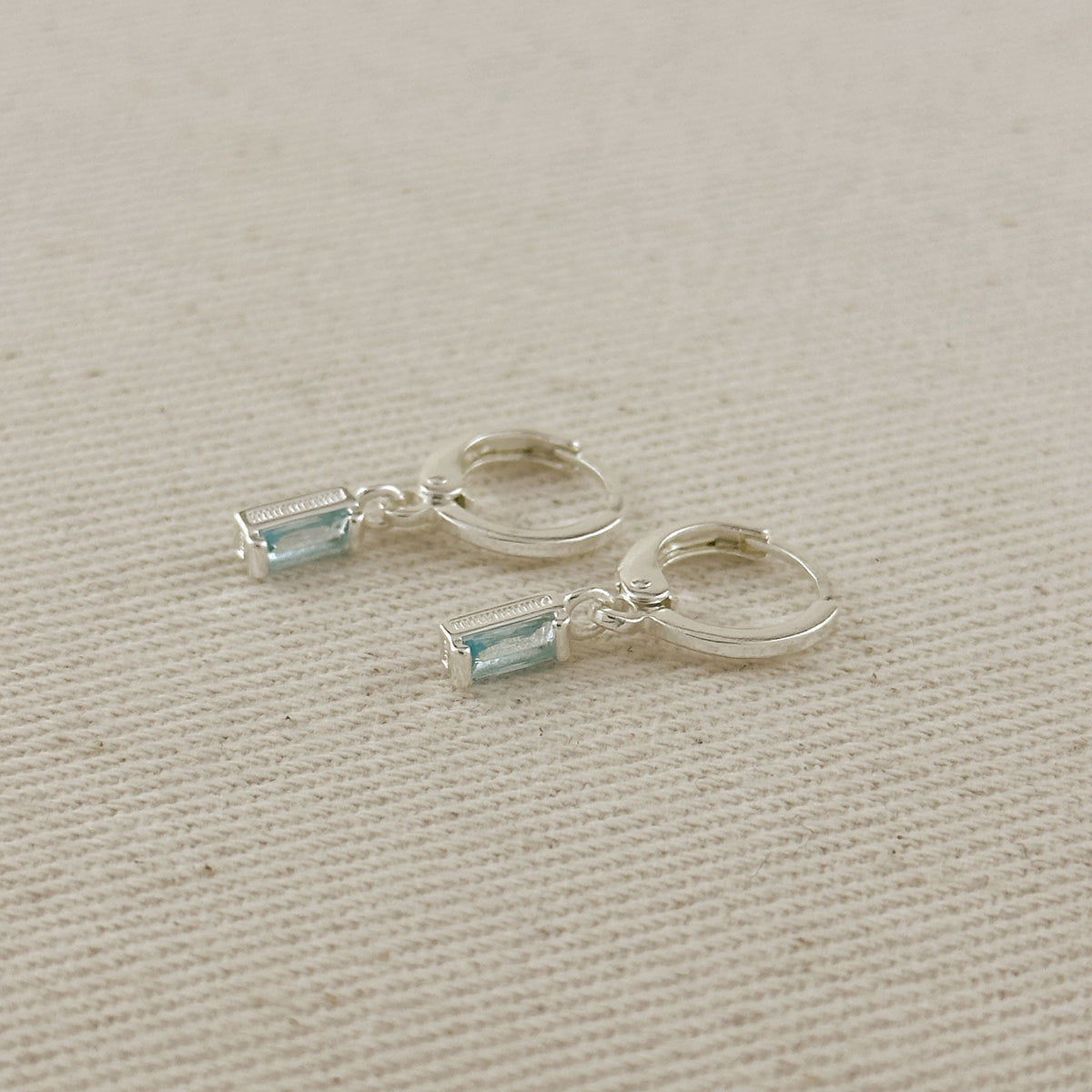Silver Filled Baguette Birthstone Earrings