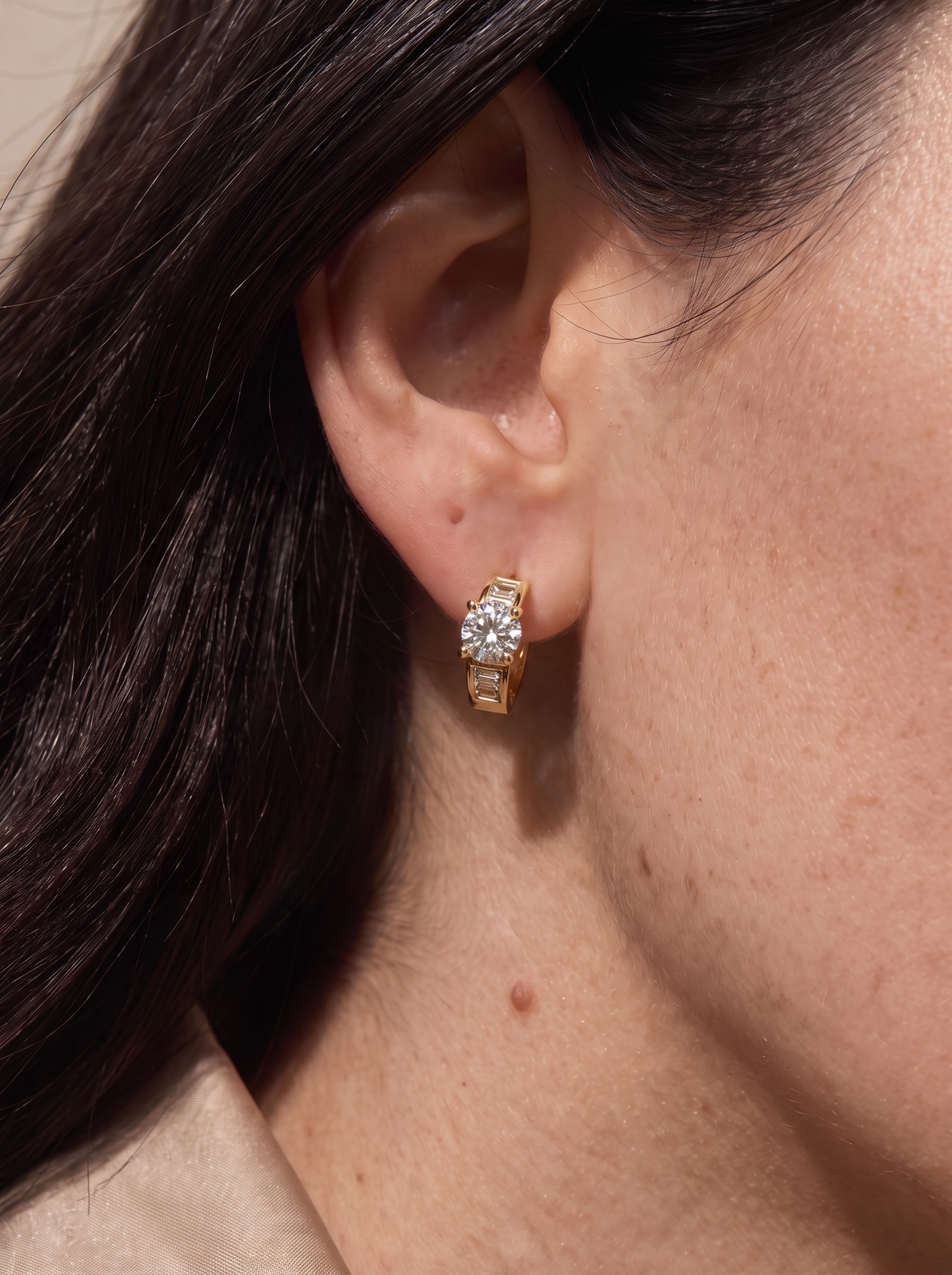 18k Gold Filled CZ Huggie Earrings