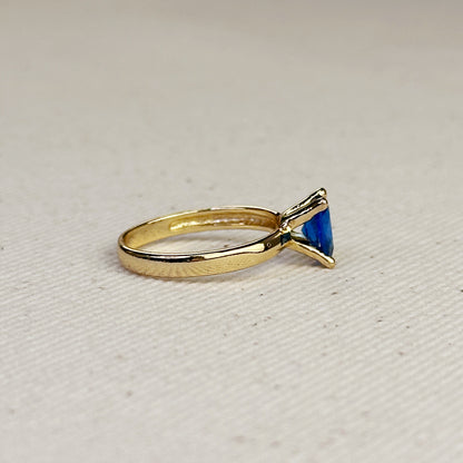 18k Gold Filled Royal Blue Solitaire Ring