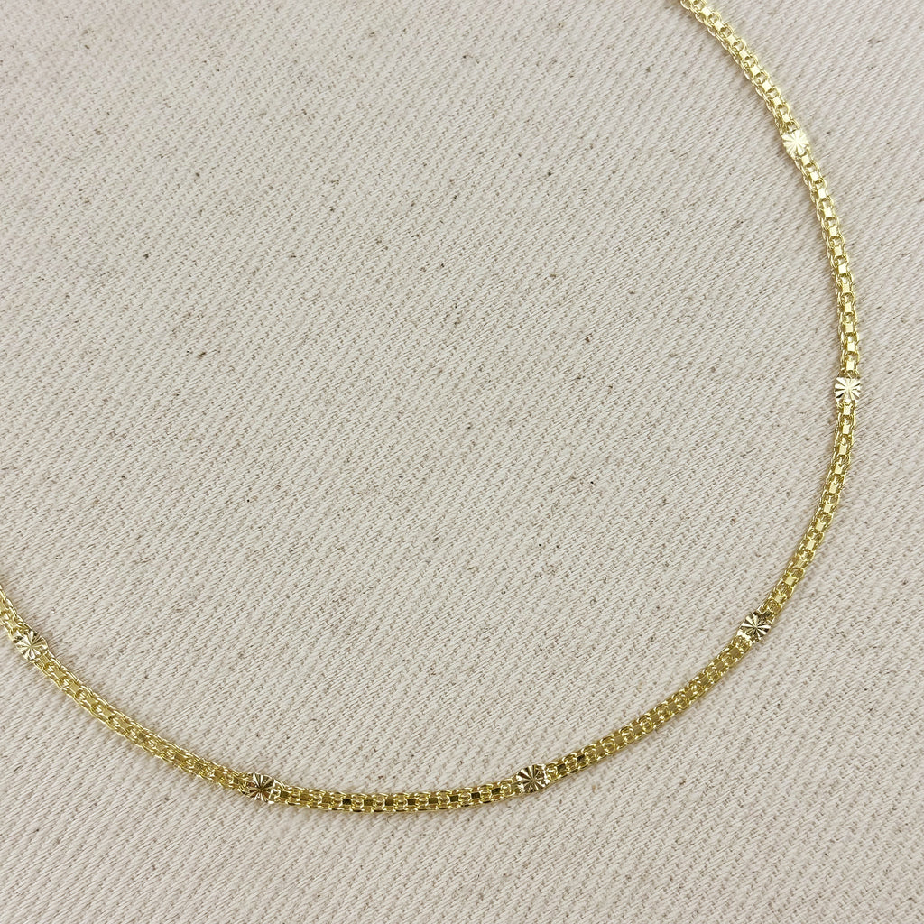 18k Gold Filled 2.5mm Mesh Chain with Diamond Cut Pressed Detail Necklace