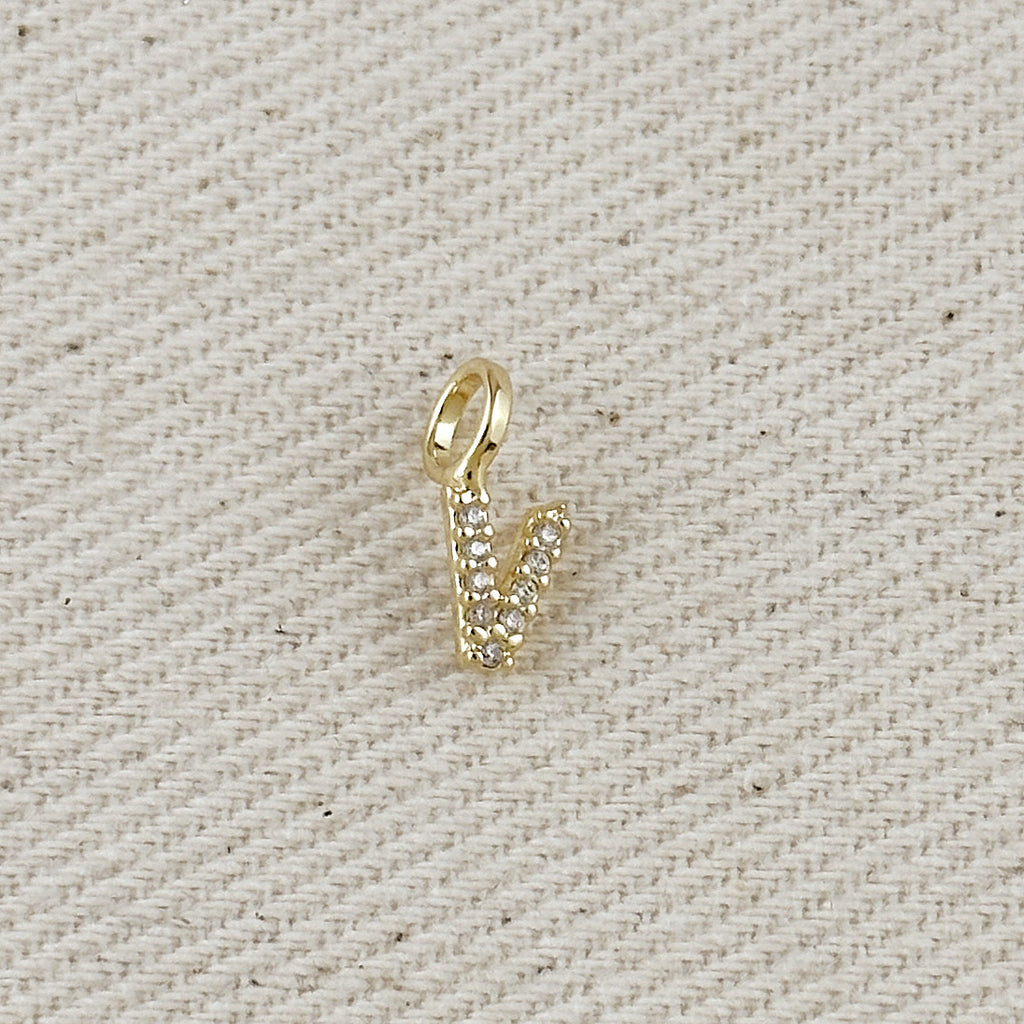 18k Gold filled  Micro CZ Initial Letter Charm