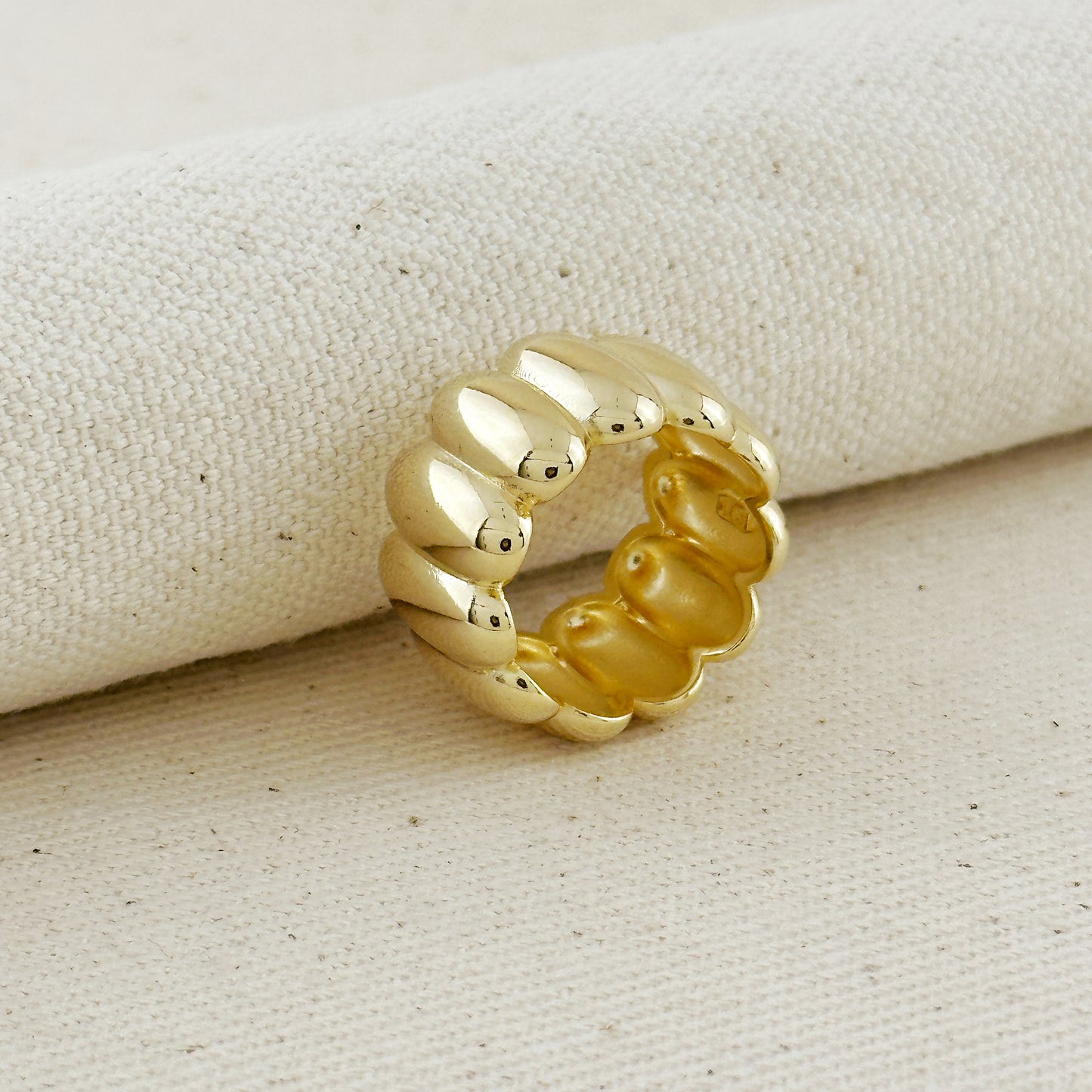 18k Gold Filled Oversized Scalloped Ring