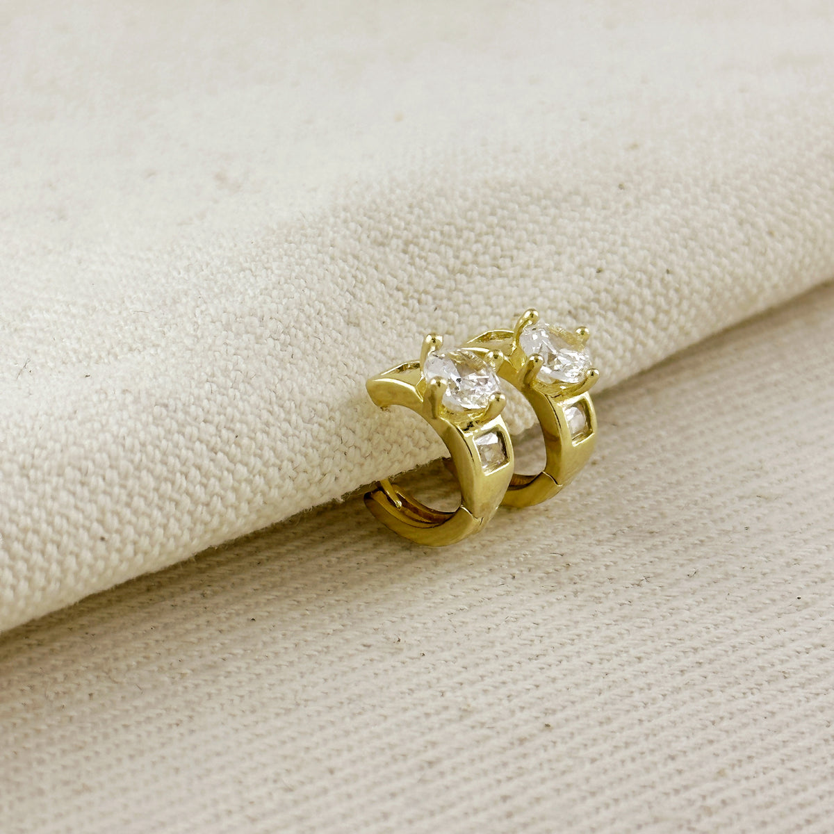 18k Gold Filled CZ Huggie Earrings