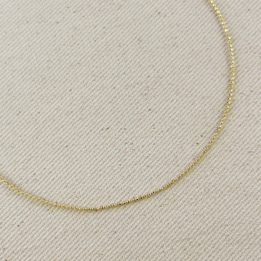 18k Gold Filled 1.0mm Ball Chain Diamond Cut Thin Delicate Chain
