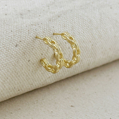 18k Gold Filled Chain C-Hoop Earrings