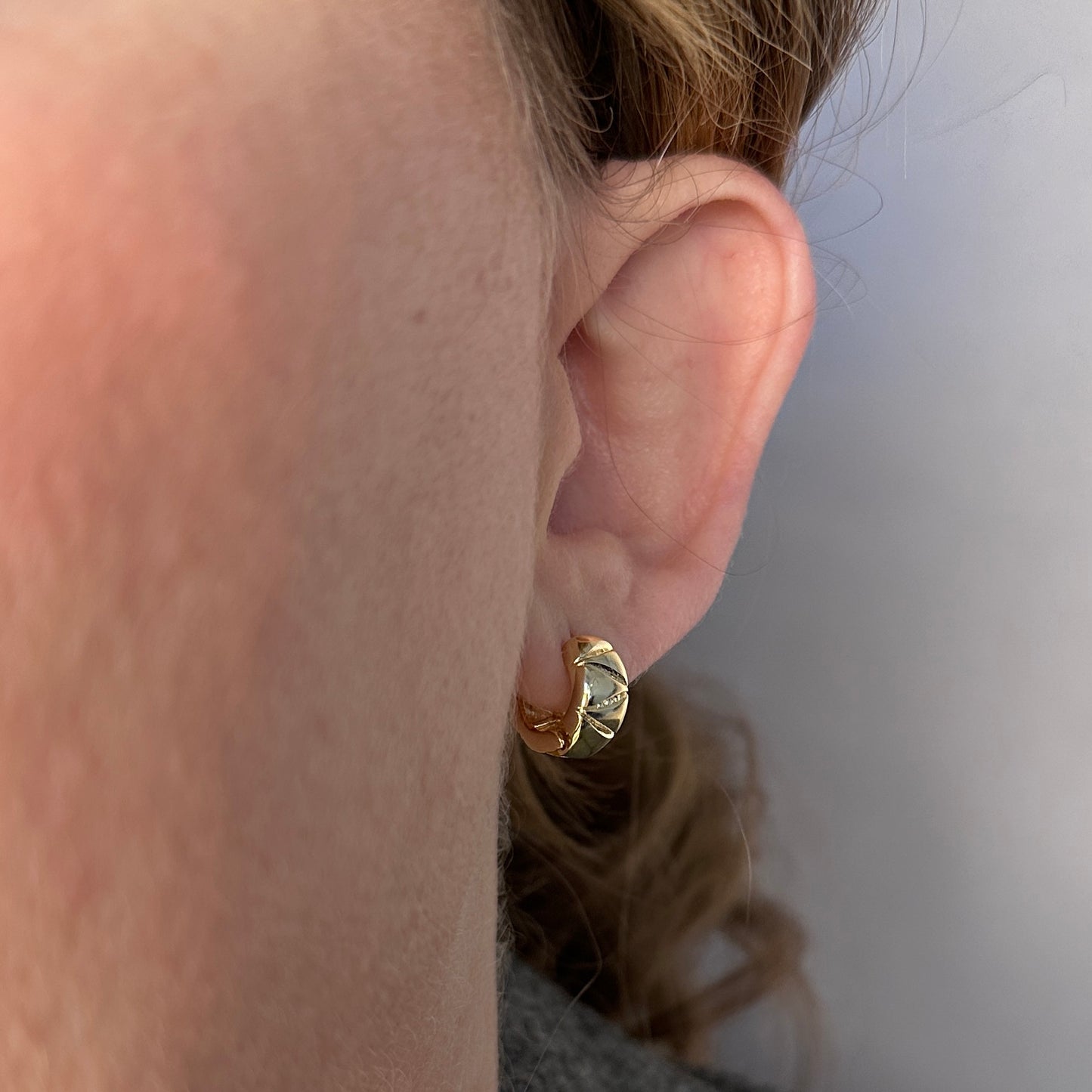 18k Gold Filled Diamond Cut Mini Chunky Hoop Earrings