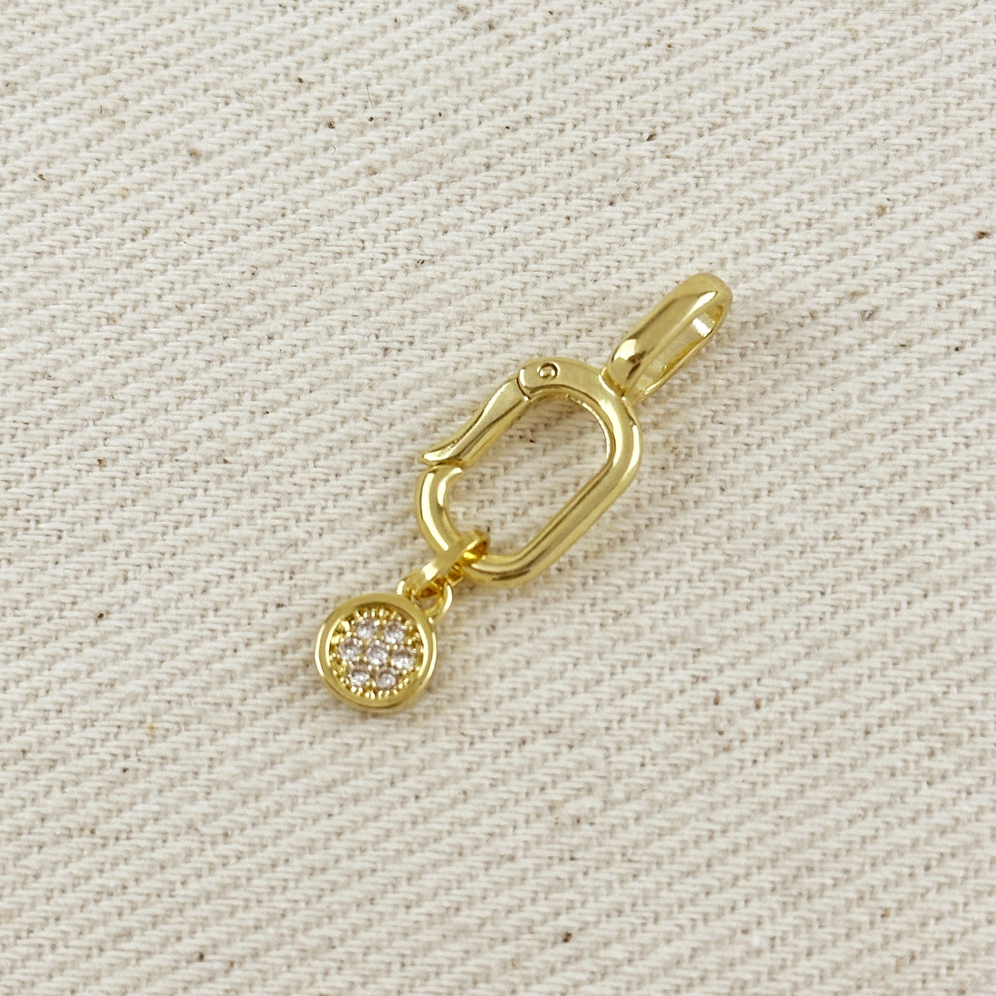 18k Gold Filled CZ Pave Disc Charm