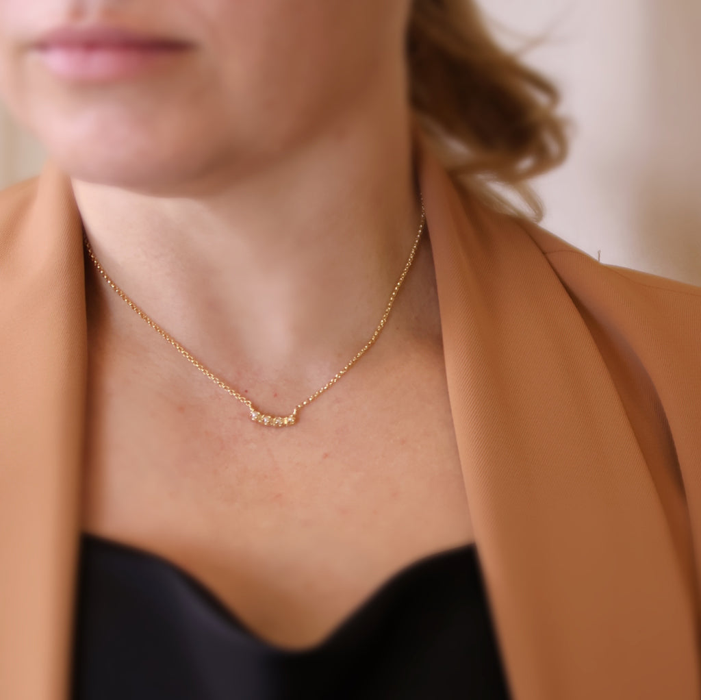 18k Gold Filled Fresh Water Pearl Bar Necklace