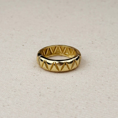 18k Gold Filled Diamond Cut Detail Band Ring