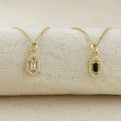 18k Gold Filled Fancy Baguette Pendant Necklace