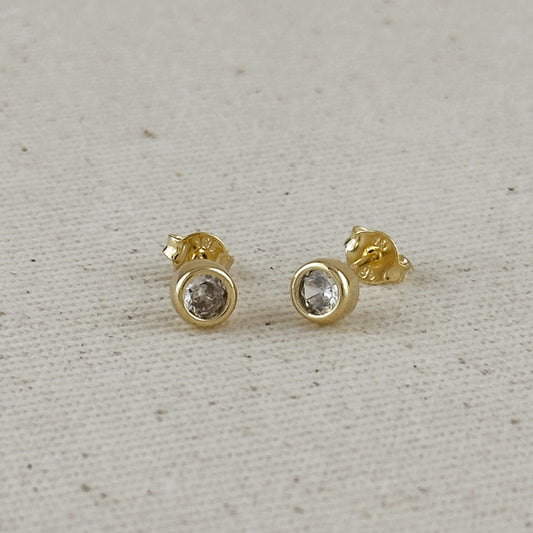 18k Gold Filled Mini CZ Round Stud Earrings