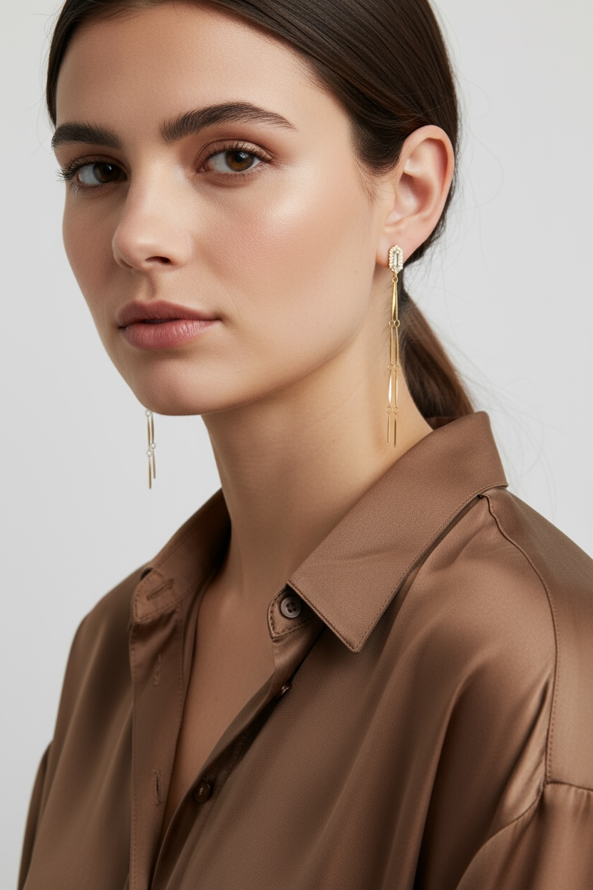 18k Gold Filled Double Straw Drop Earrings