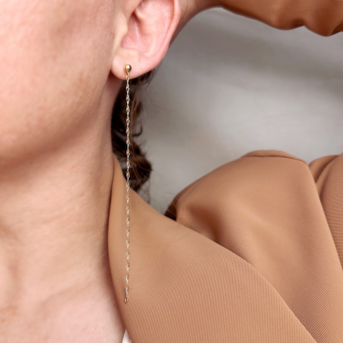 18k Gold Filled Detailed Chain Drop Earrings
