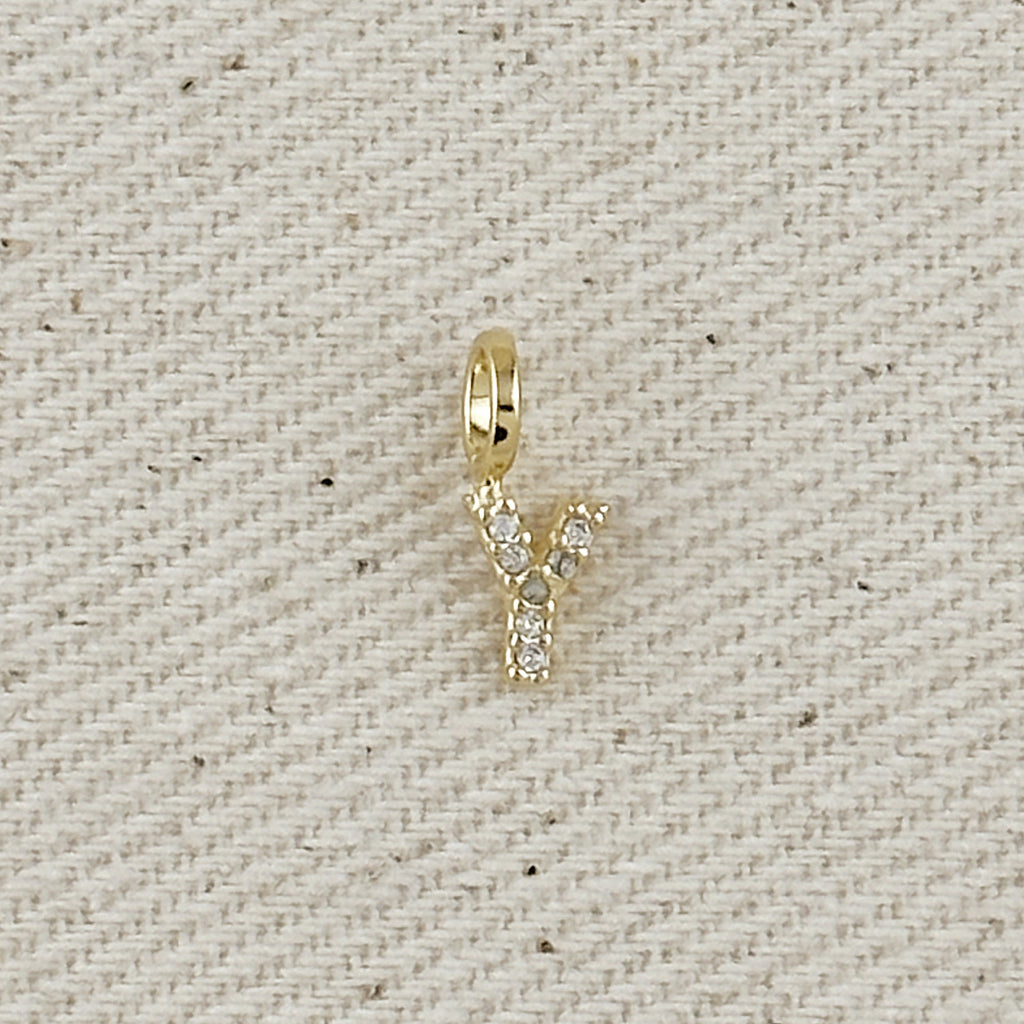 18k Gold filled  Micro CZ Initial Letter Charm