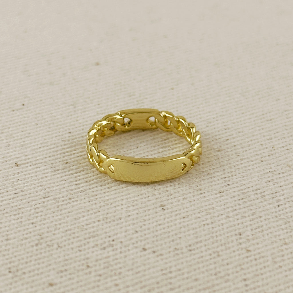 18k Gold Filled Chain With Polished Plate Ring