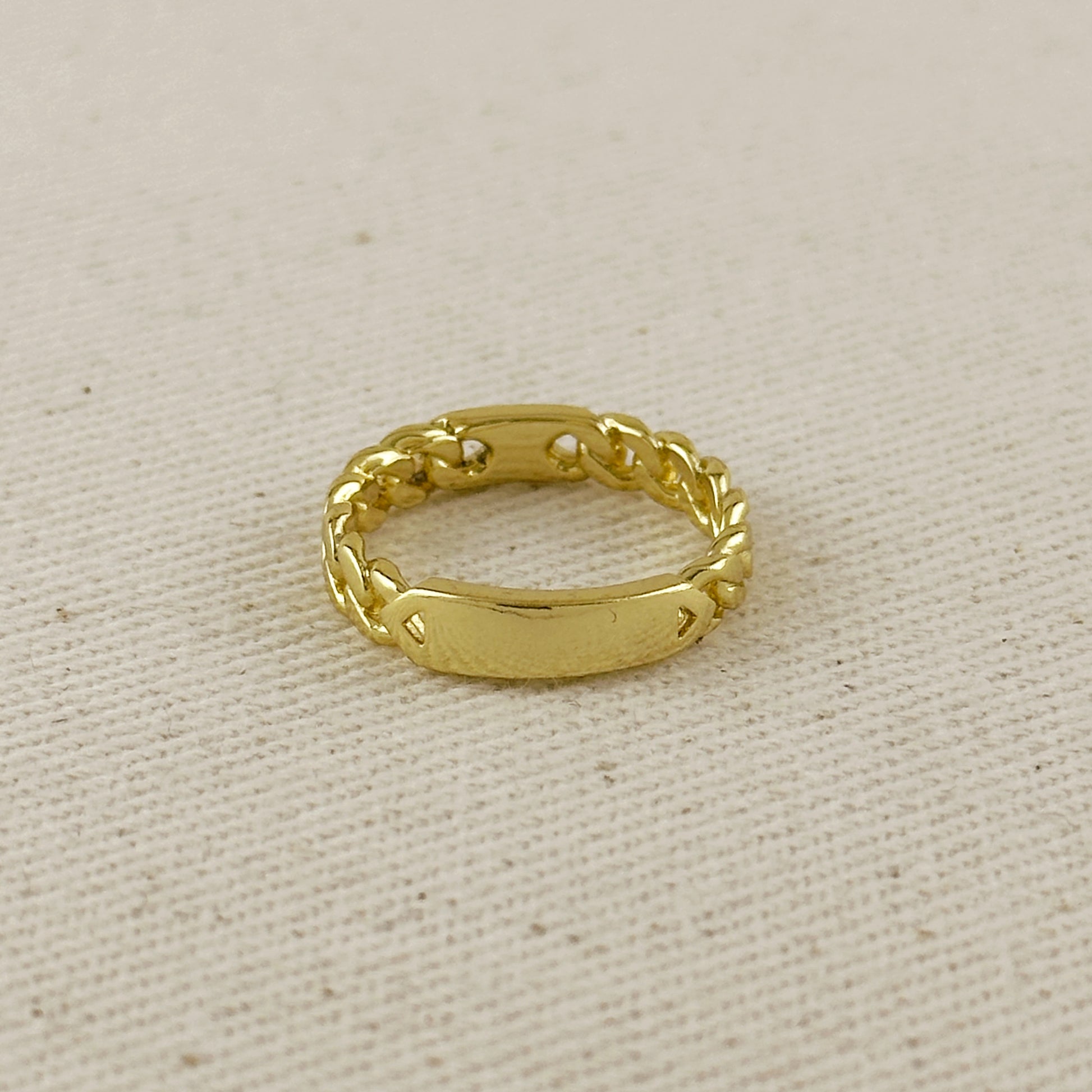 18k Gold Filled Chain With Polished Plate Ring