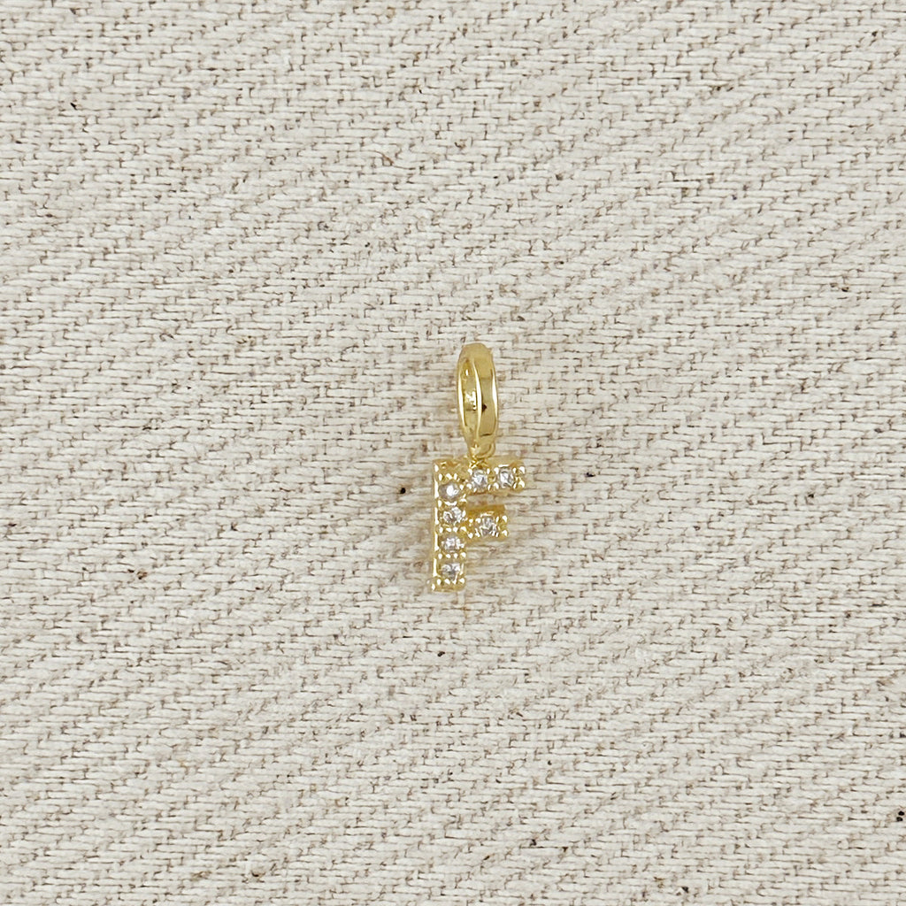 18k Gold filled  Micro CZ Initial Letter Charm