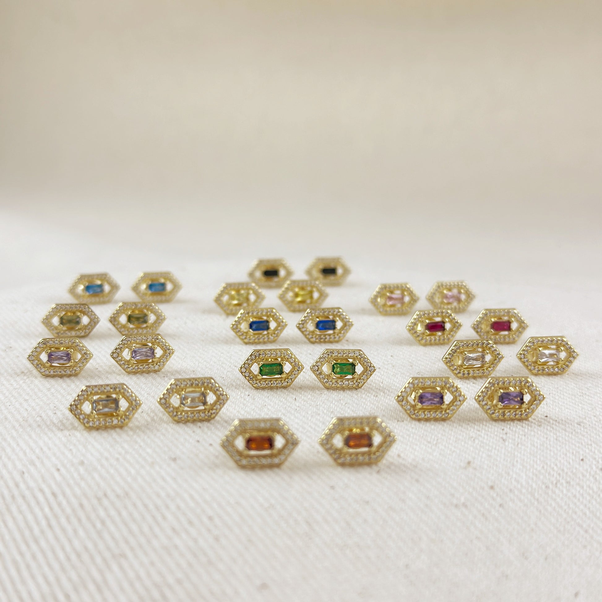 18k Gold Vermeil Fancy Birthstone Baguette Earrings