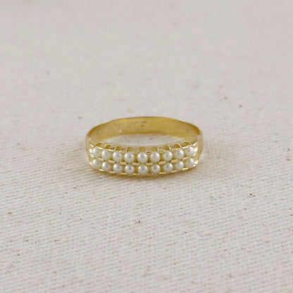 18k Gold Filled Double Pearl Ring