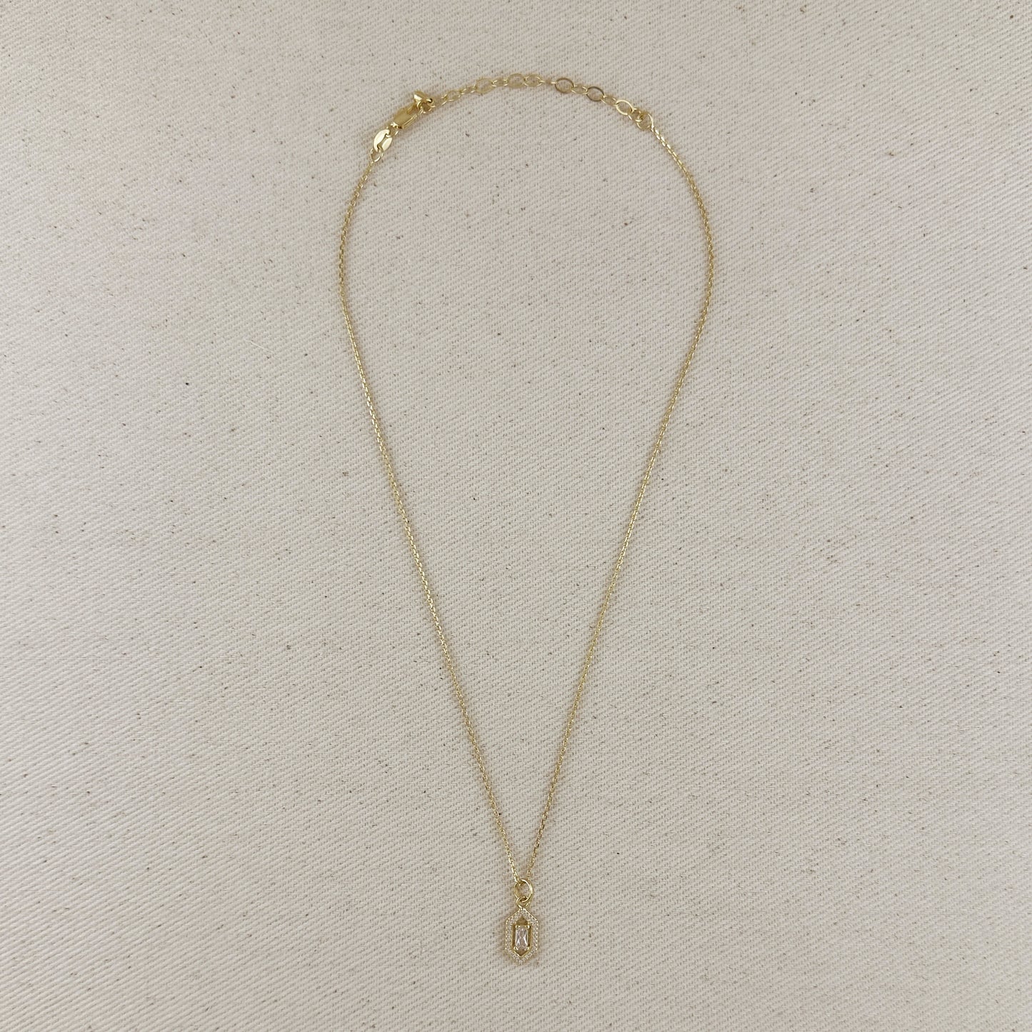 18k Gold Filled Fancy Baguette Pendant Necklace