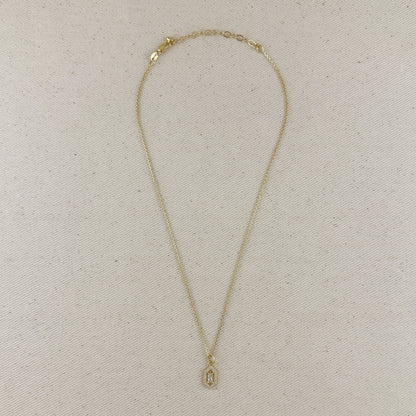 18k Gold Filled Fancy Baguette Pendant Necklace