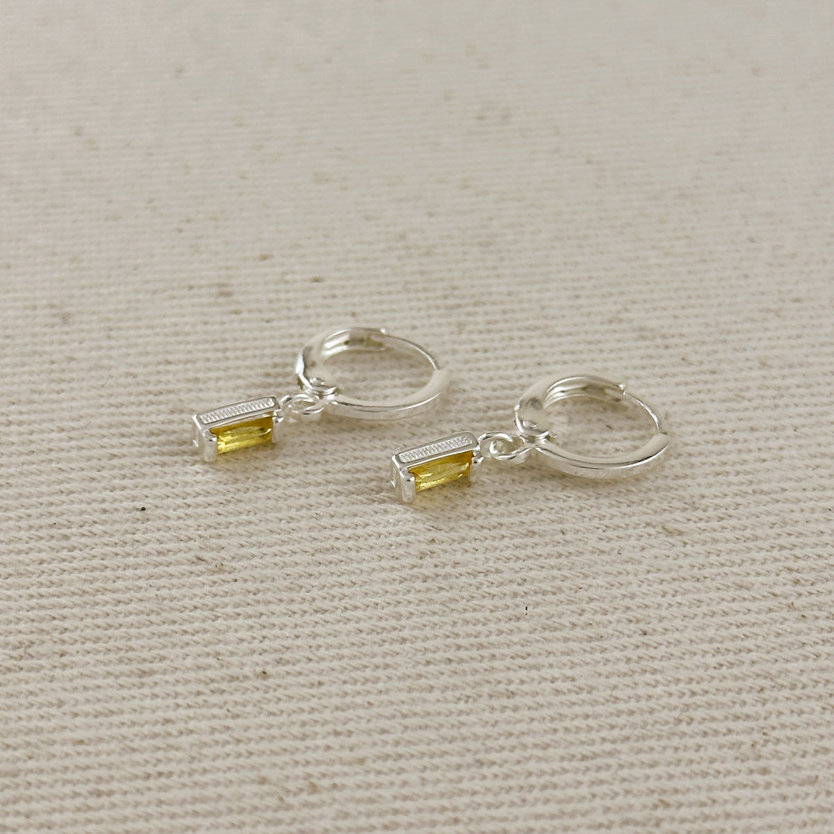 Silver Filled Baguette Birthstone Earrings