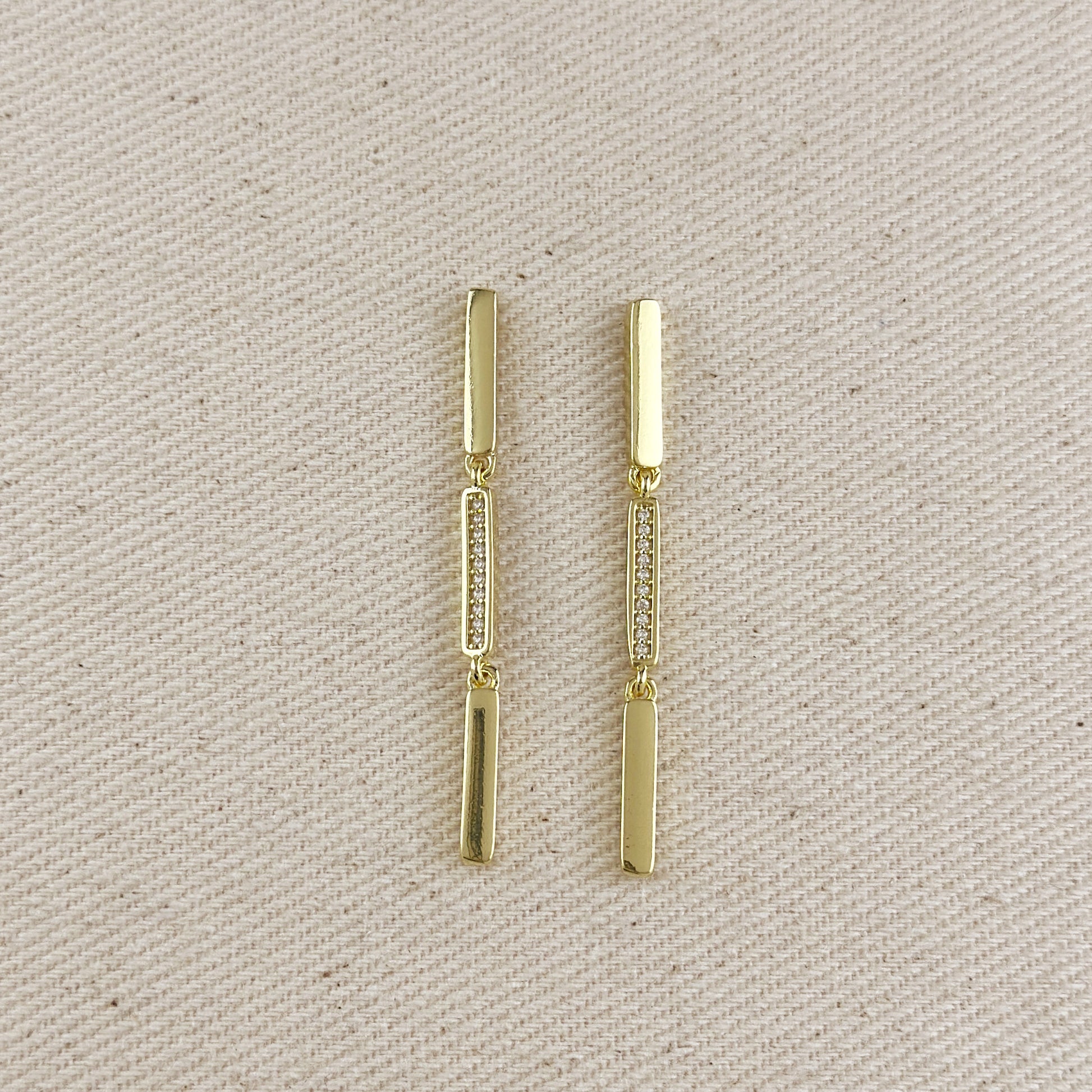 18k Gold Filled Triple Bar Drop Earrings