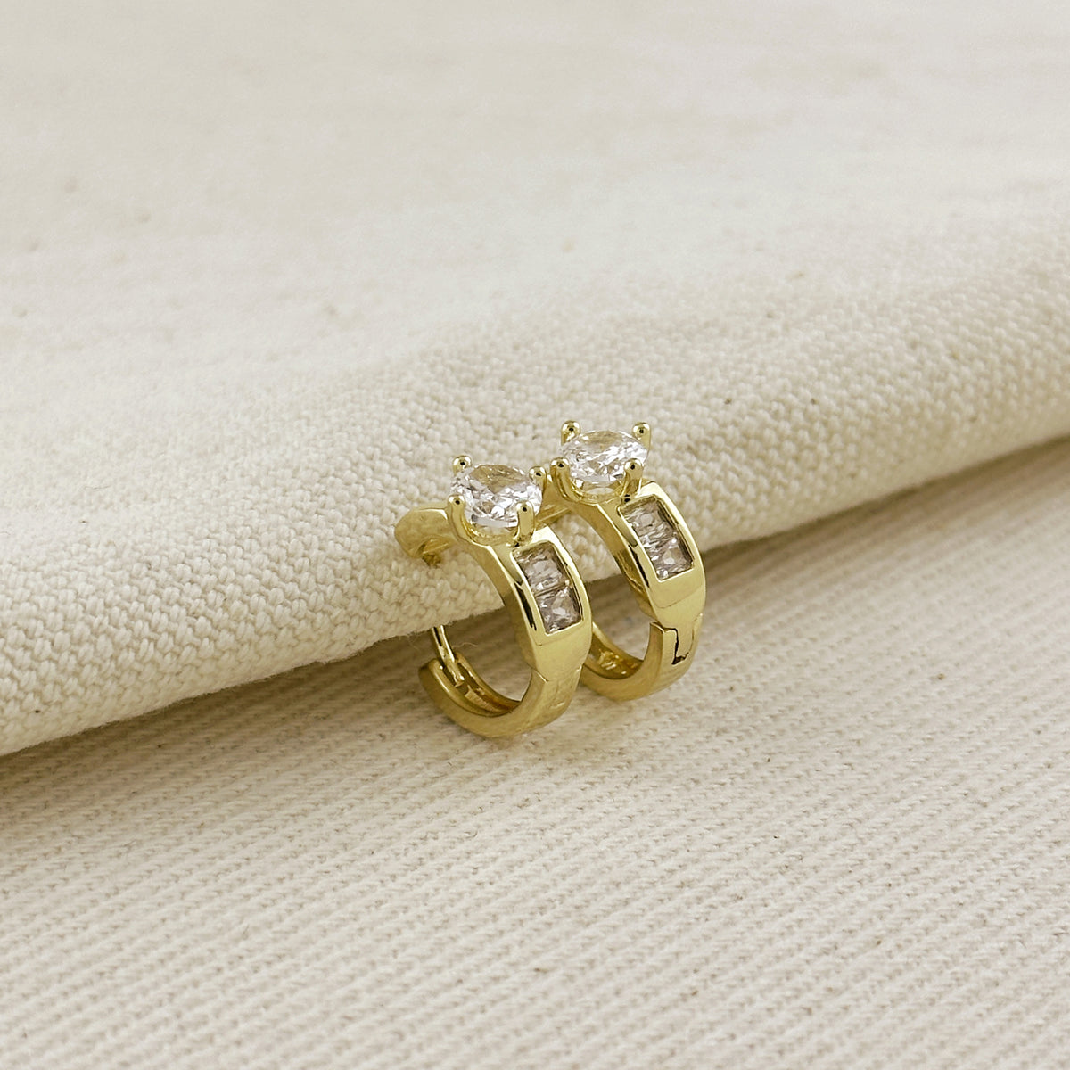 18k Gold Filled CZ Huggie Earrings
