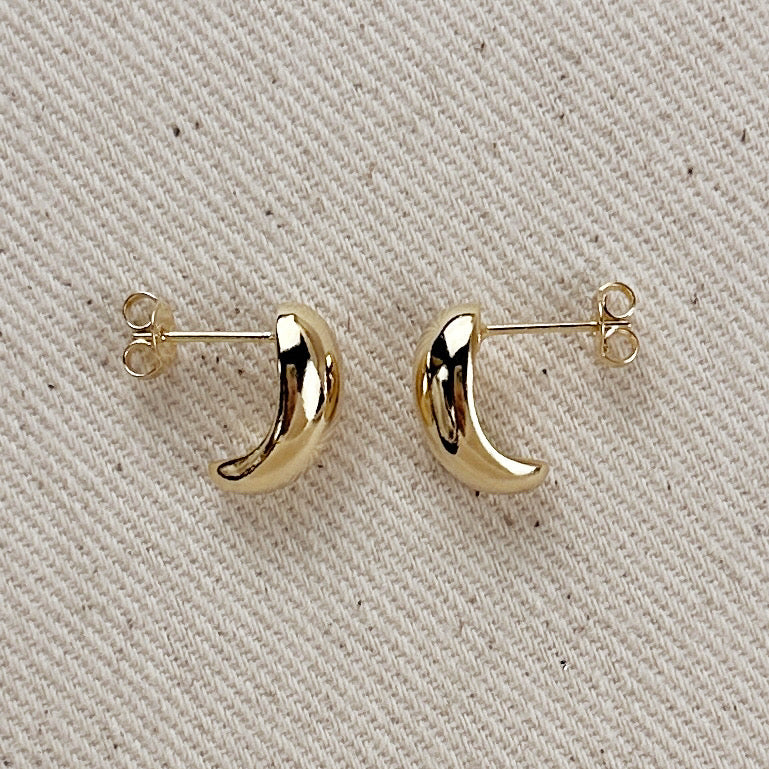 18k Gold Filled Polished Curved Small Stud Earrings