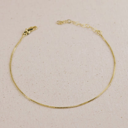 18k Gold Filled 1mm Box Anklet