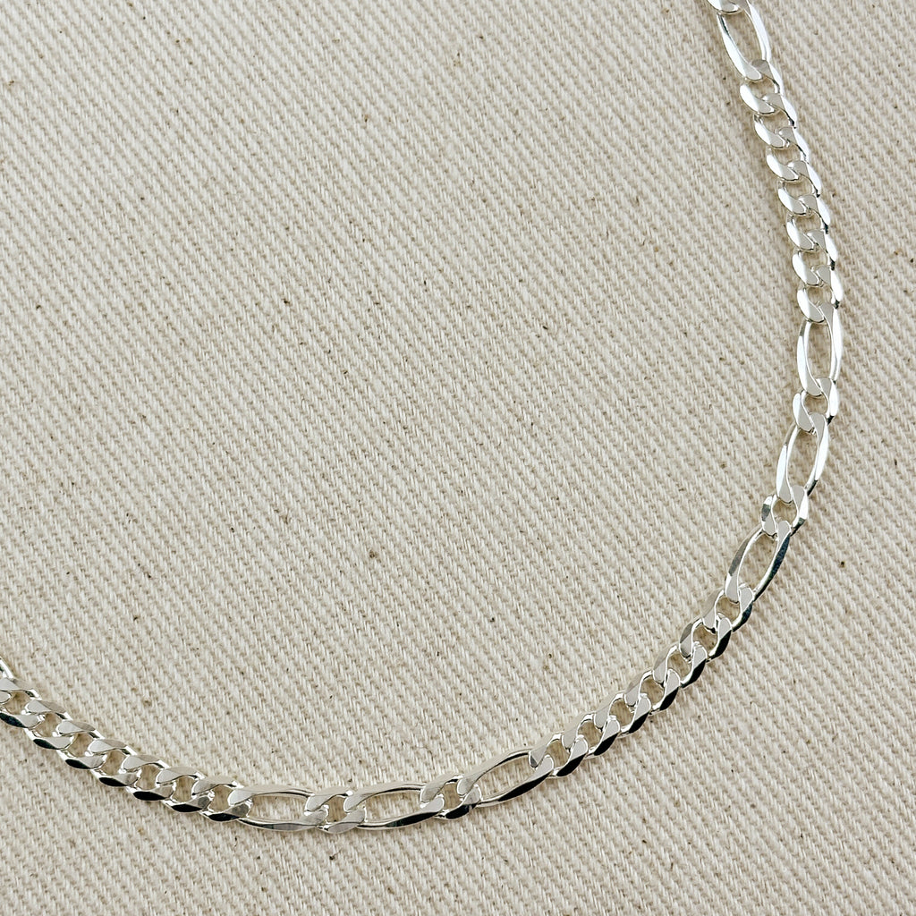 Sterling Silver Figaro 7x1x1 Chain 4.8mm
