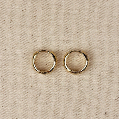 18k Gold Filled Ribbon Huggies Hoop Earrings