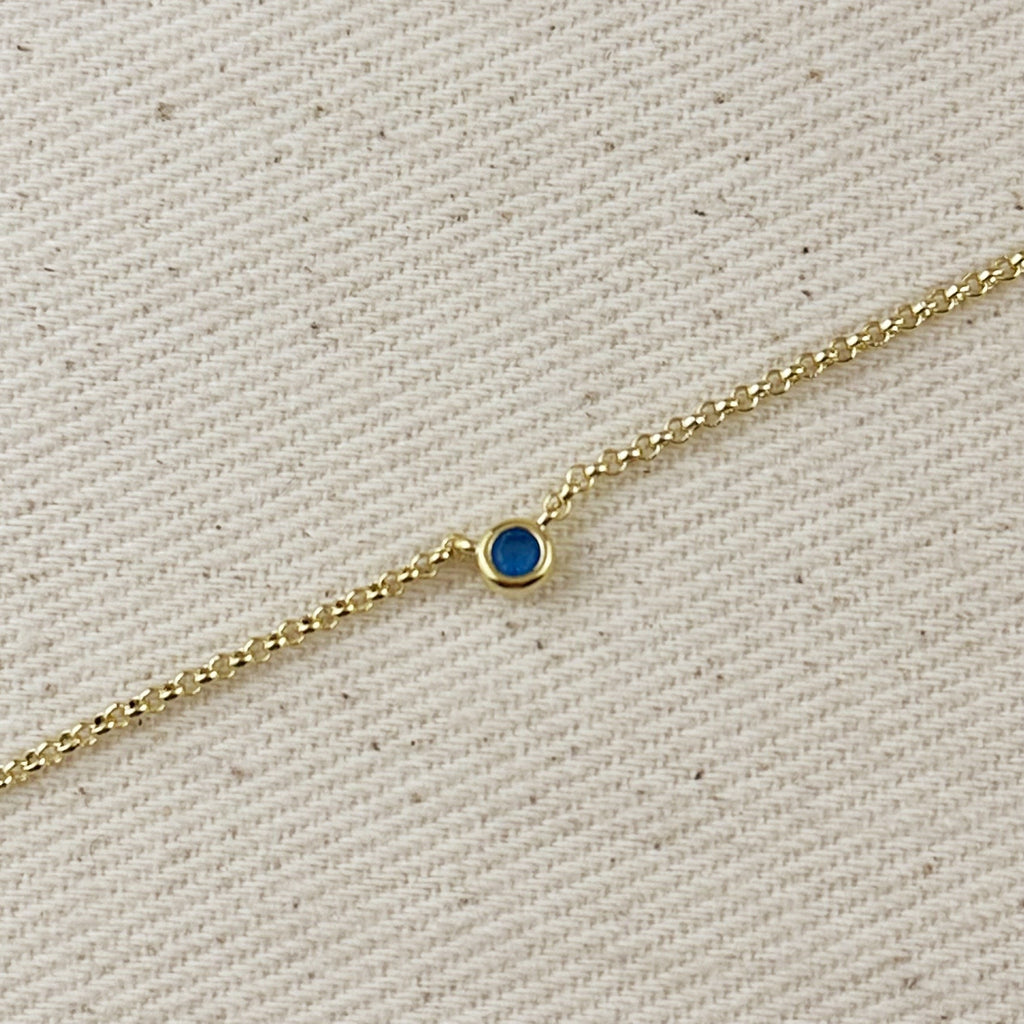 18k Gold Filled Dainty Bezel CZ Birthstone Necklace