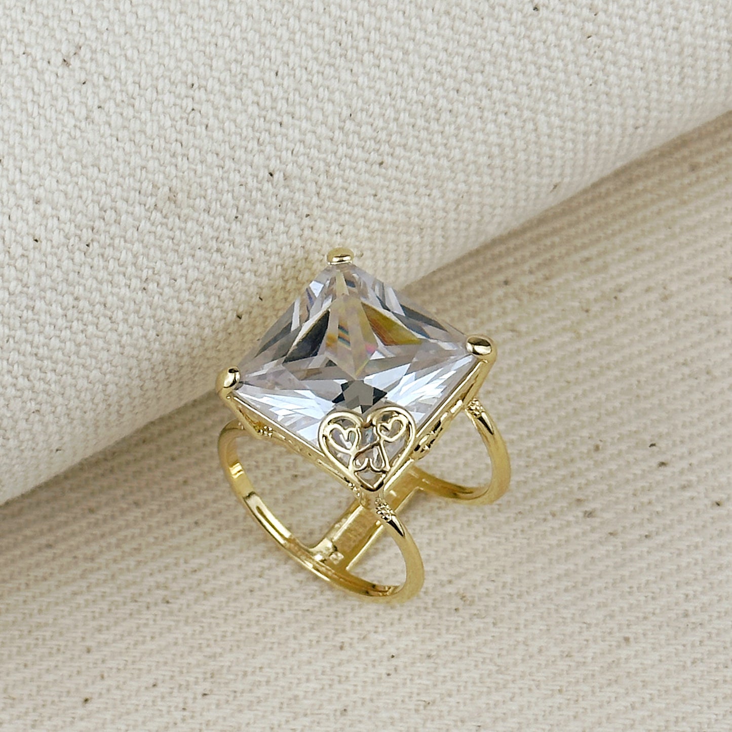 18k Gold Filled Oversized Princess Cut Ring