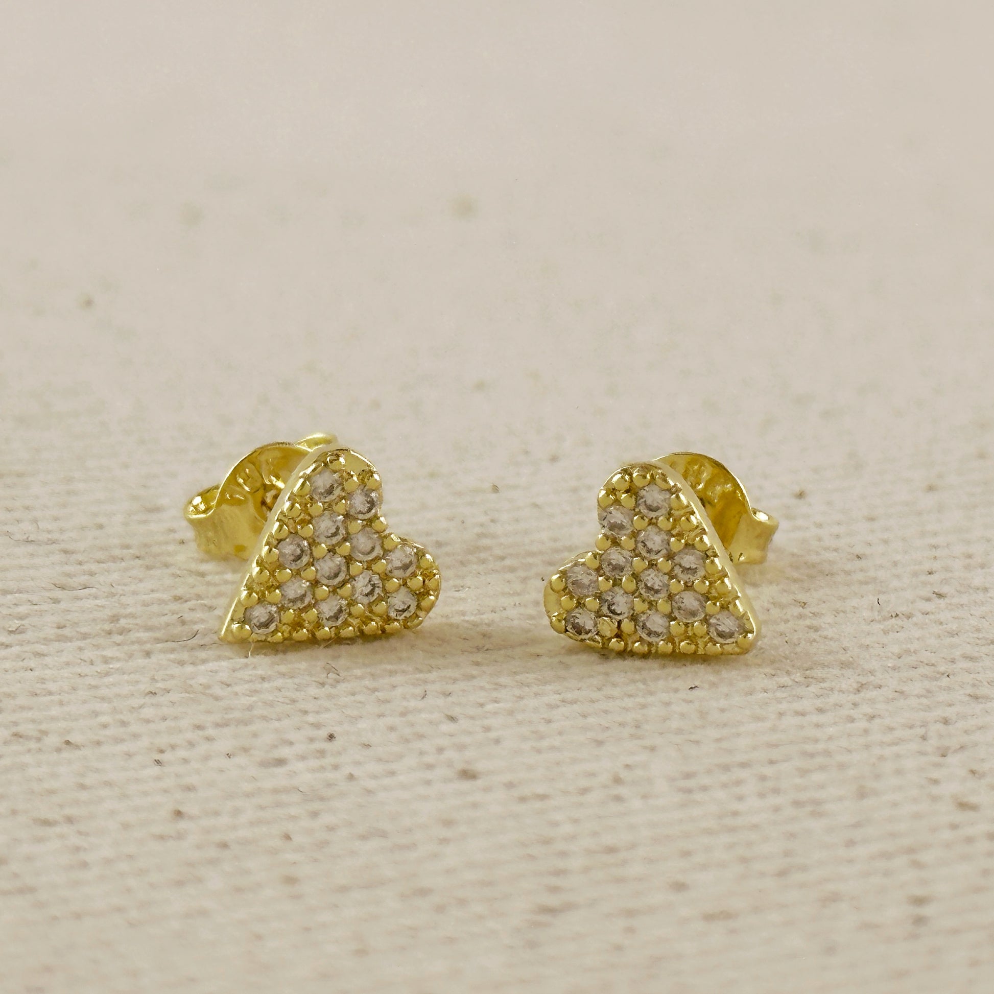 18k Gold Filled Colored CZ Heart Stud Earrings