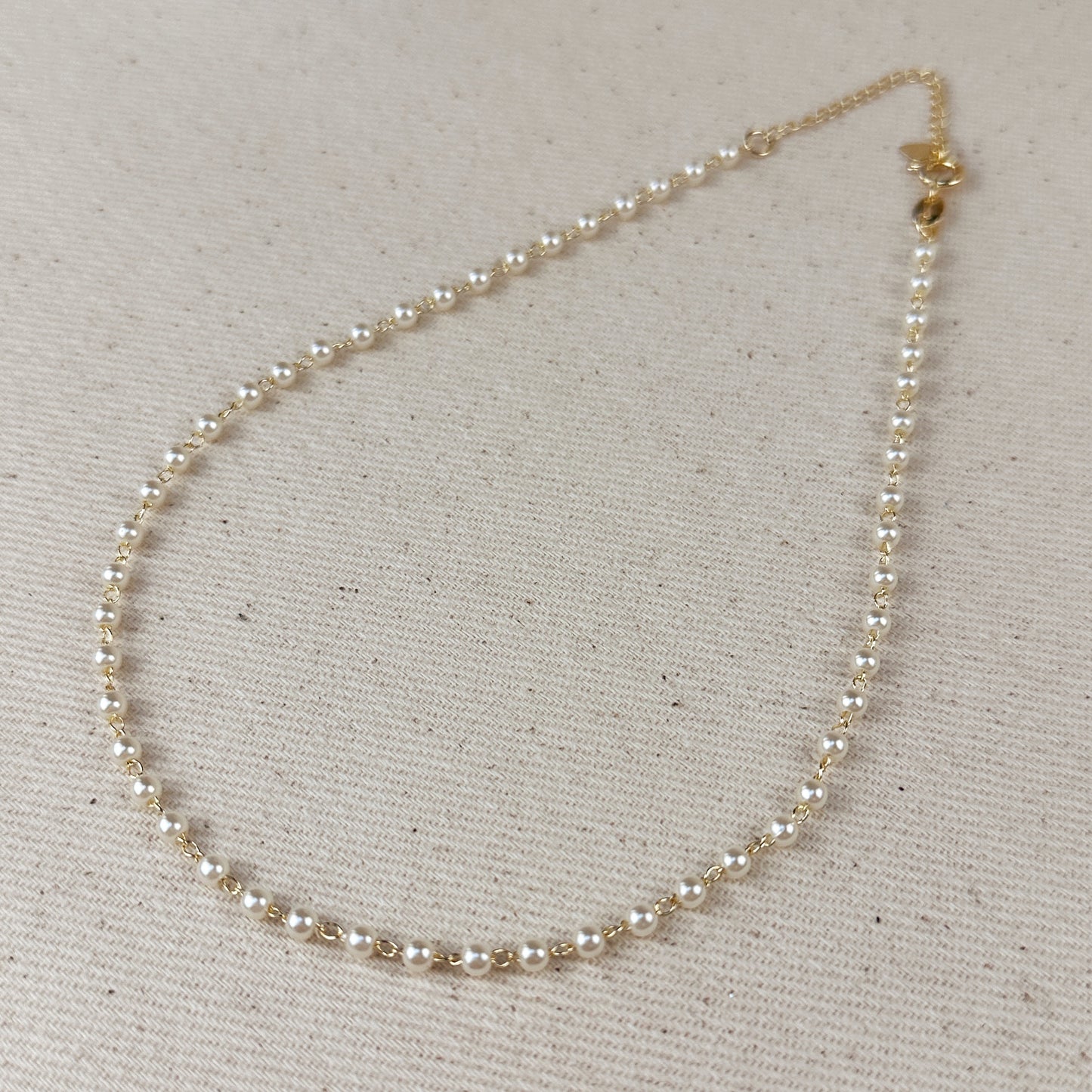 18k Gold Filled 3mm Pearls Choker Necklace