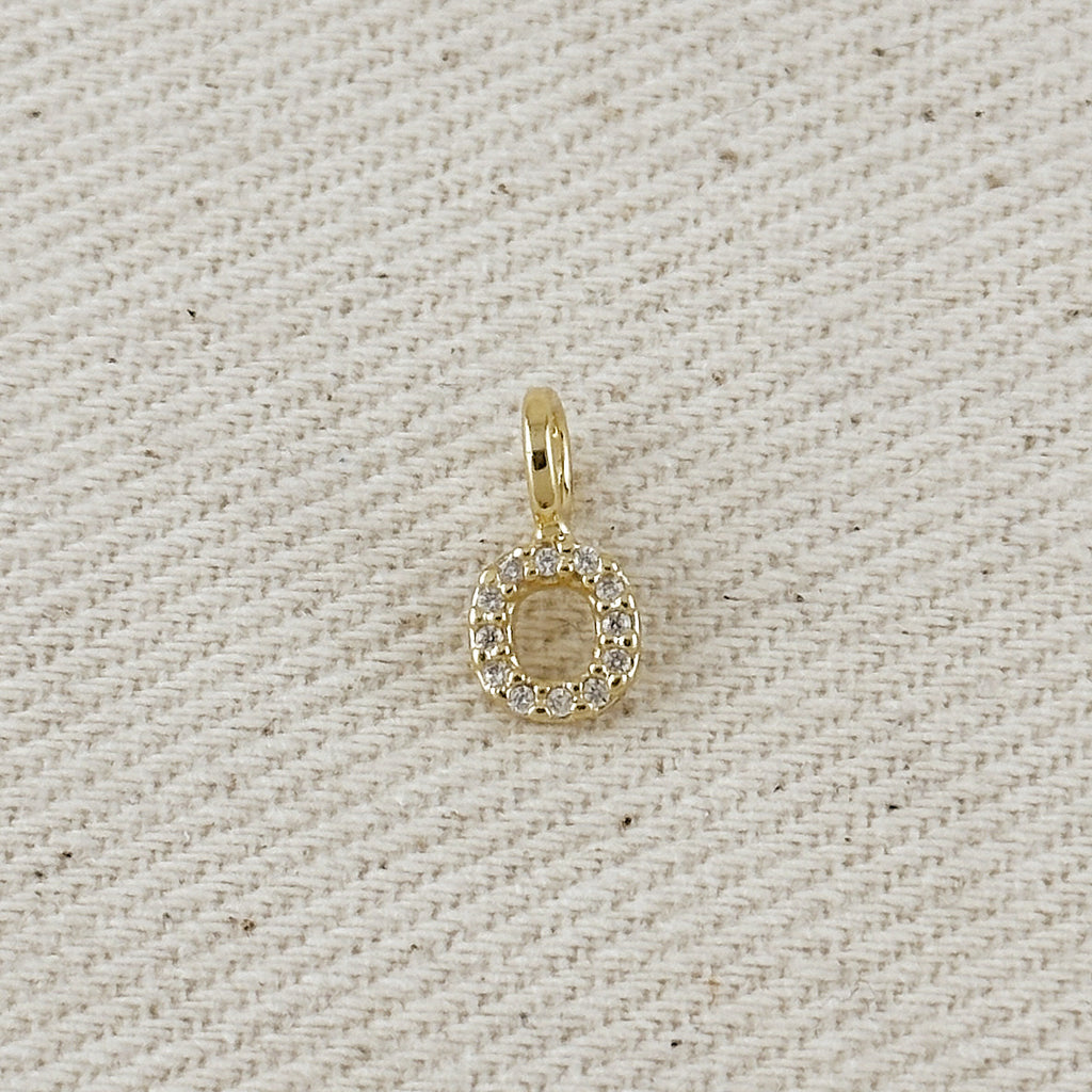 18k Gold filled  Micro CZ Initial Letter Charm
