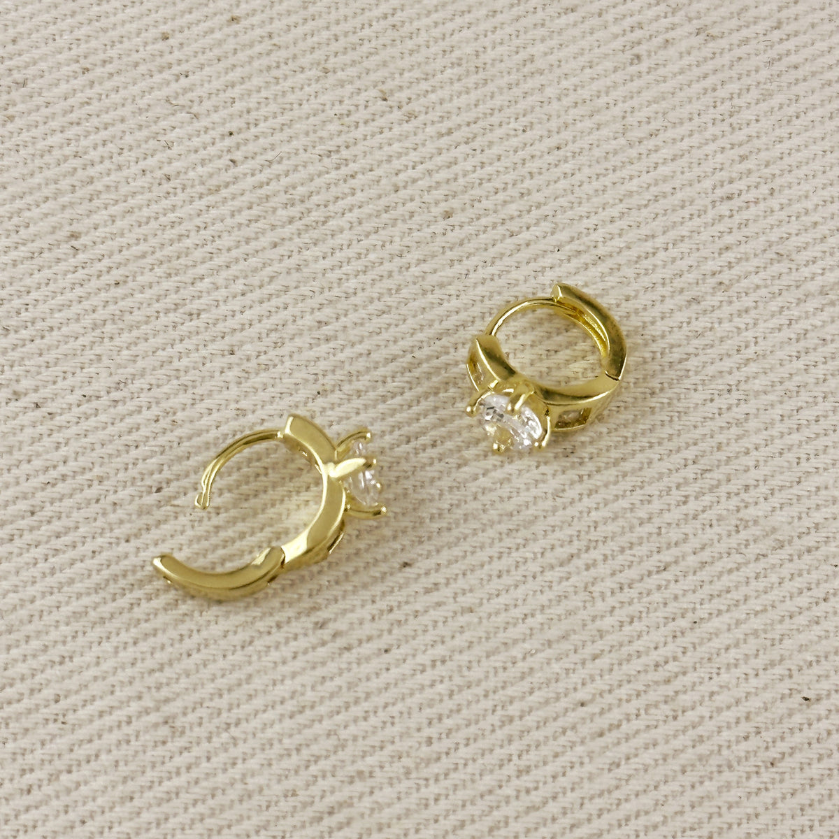 18k Gold Filled CZ Huggie Earrings