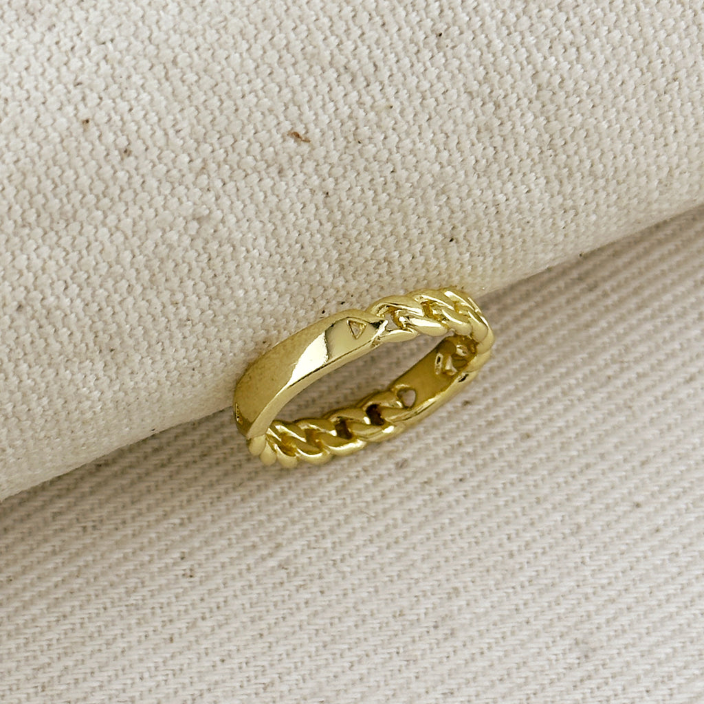 18k Gold Filled Chain With Polished Plate Ring