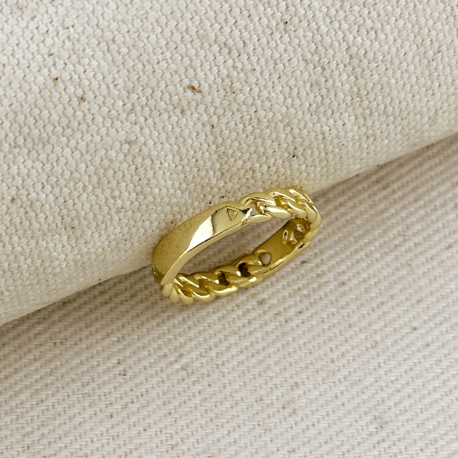 18k Gold Filled Chain With Polished Plate Ring