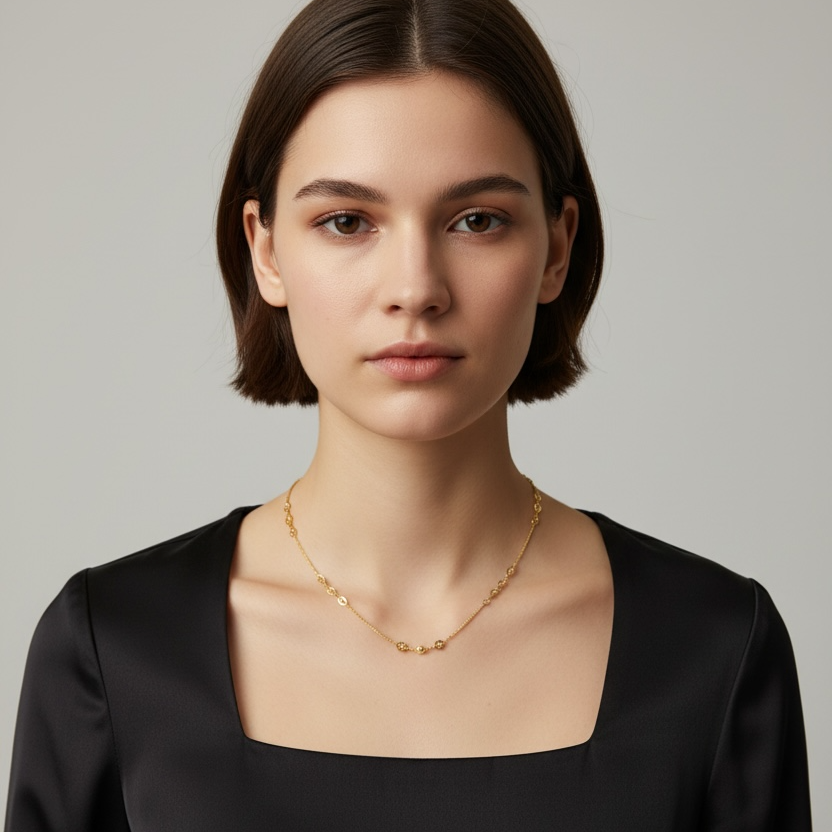 18k Gold Filled Saturn Chain Necklace