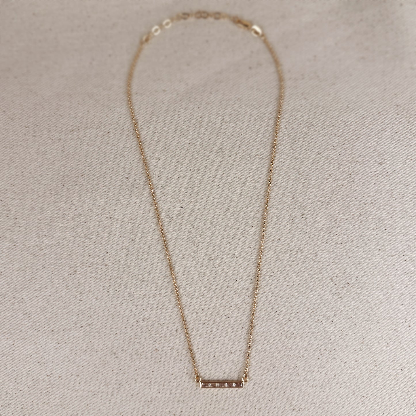 18k Gold Filled CZ Bar Necklace
