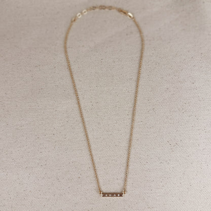 18k Gold Filled CZ Bar Necklace