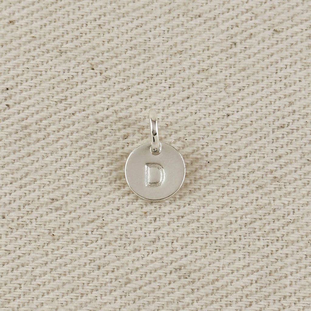 Silver Filled Stamped Tiny Initial Letter Charm