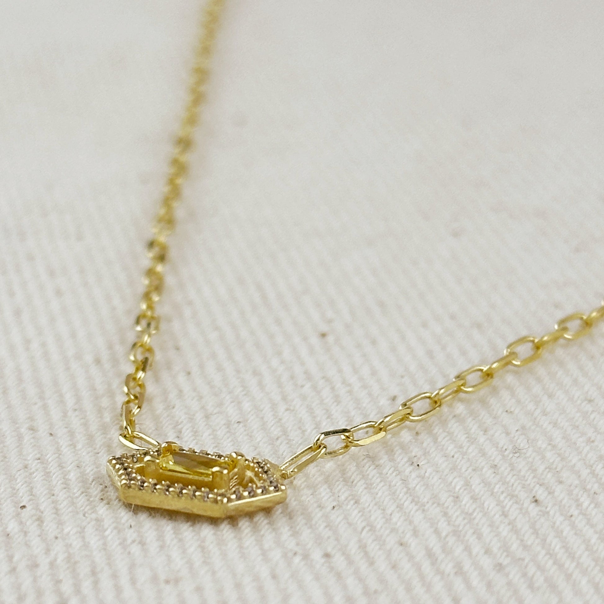 18k Gold Vermeil Fancy Birthstone Baguette Necklace